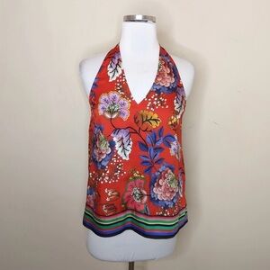 Express Red Floral Halter Top